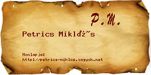 Petrics Miklós névjegykártya