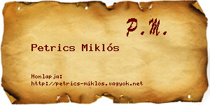 Petrics Miklós névjegykártya